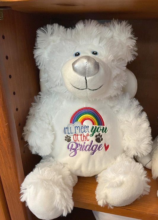 Personalized 16" White Angel Memory Bear – Embroidered Keepsake for Baby or Pet Loss – Custom Memorial Gift