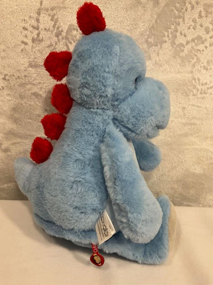 Blue Dinosaur Stuffed Animal – 16” Plush Dino with “Love You to the Moon and Back” Embroidered Belly  – Baby Shower or Birthday Gift