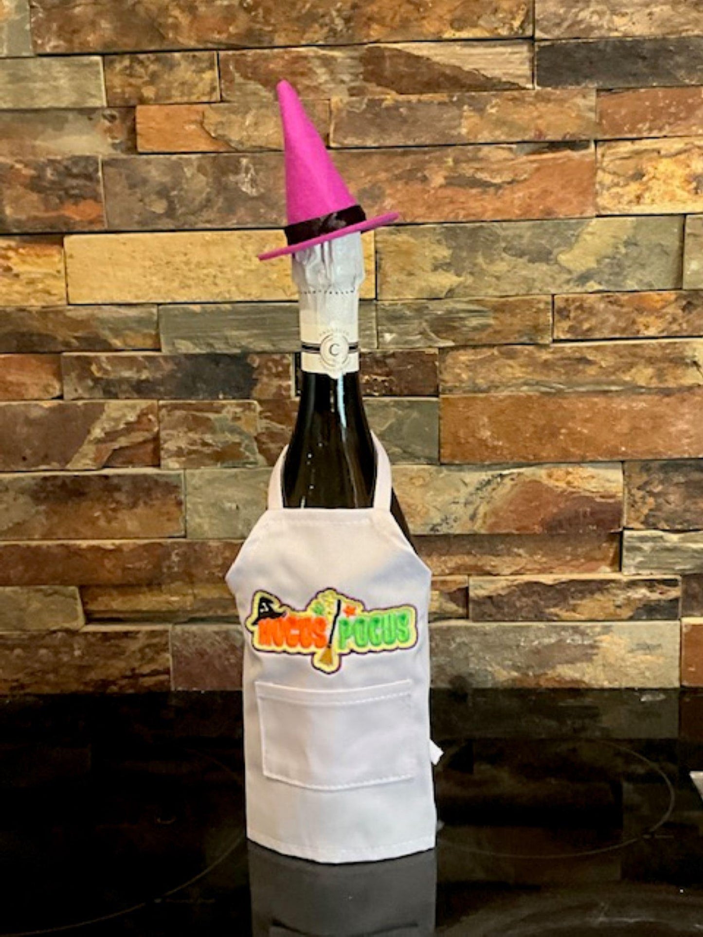 Halloween Embroidered Wine Bottle Aprons – Festive & Fun Designs