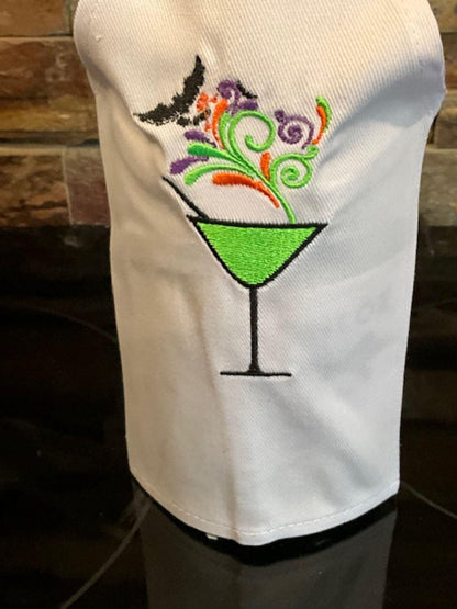 Halloween Embroidered Wine Bottle Aprons – Festive & Fun Designs