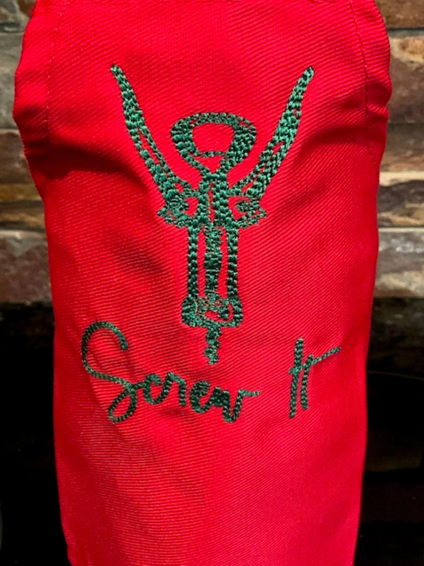 Christmas Embroidered Wine Bottle Apron – Holiday Spirits