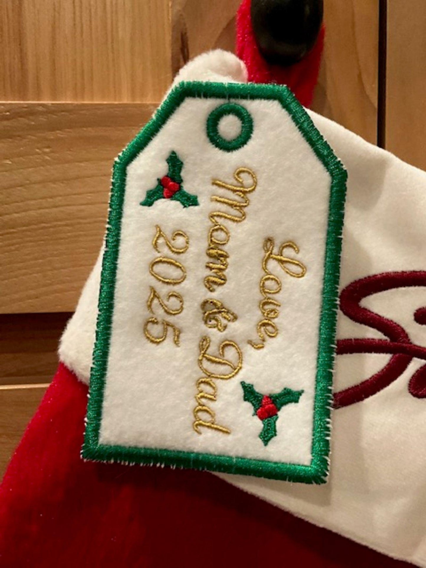19" My First Christmas Stocking | Personalized Baby Keepsake Embroidered Teddy Bear | Red Stocking | Holiday Heirloom Gift