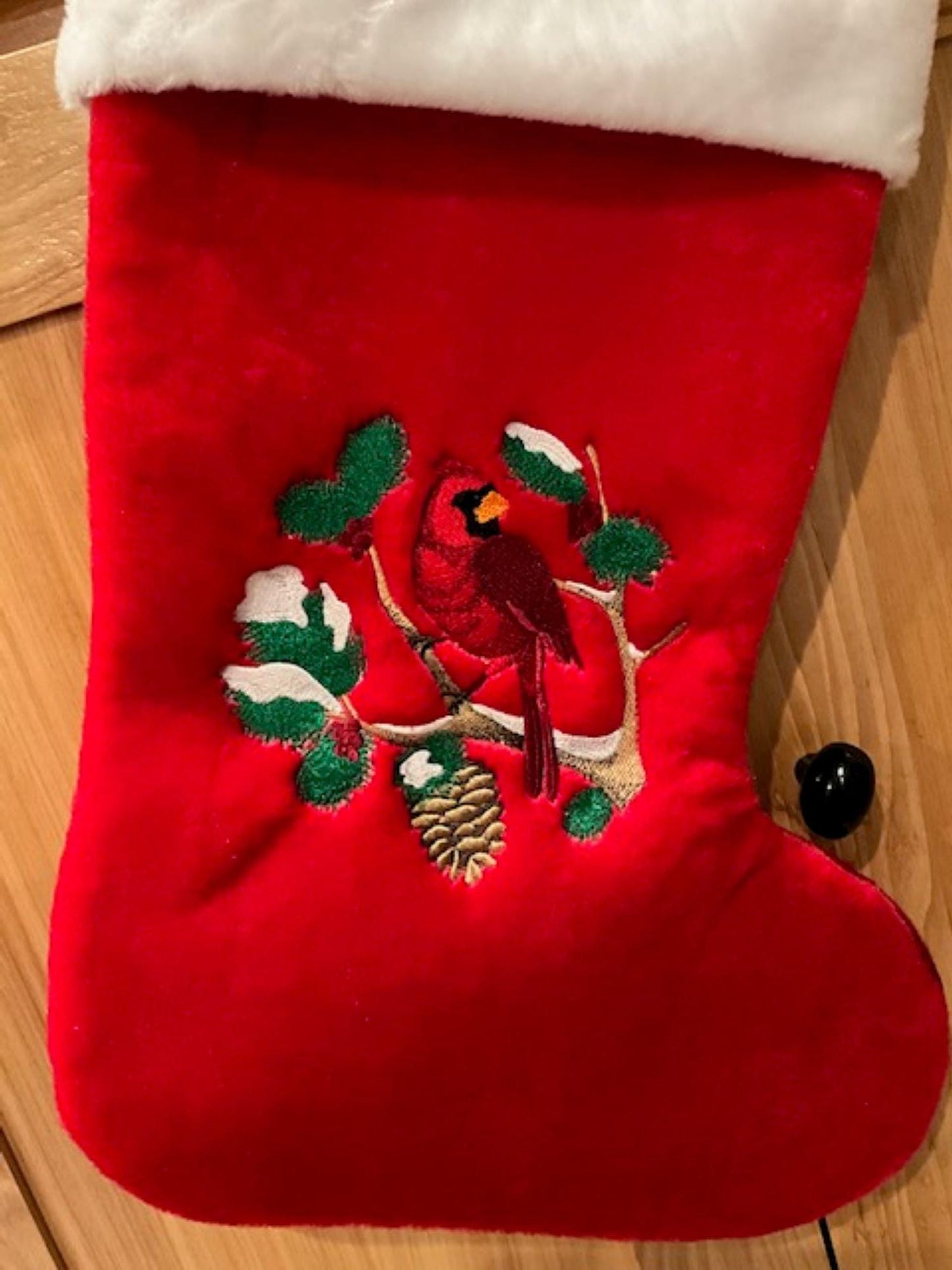 Let Heaven and Nature Sing Stocking – Embroidered 19” Red Christmas Stocking with Cardinal Design – Legacy of Love Keepsake